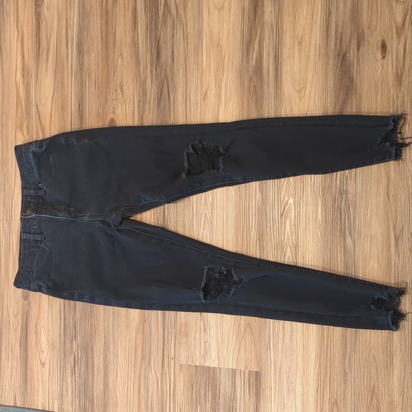 American Eagle Black Distressed Next‎ Level Stretch Hi-Rise Jeggings Jeans 6 - Picture 1 of 9